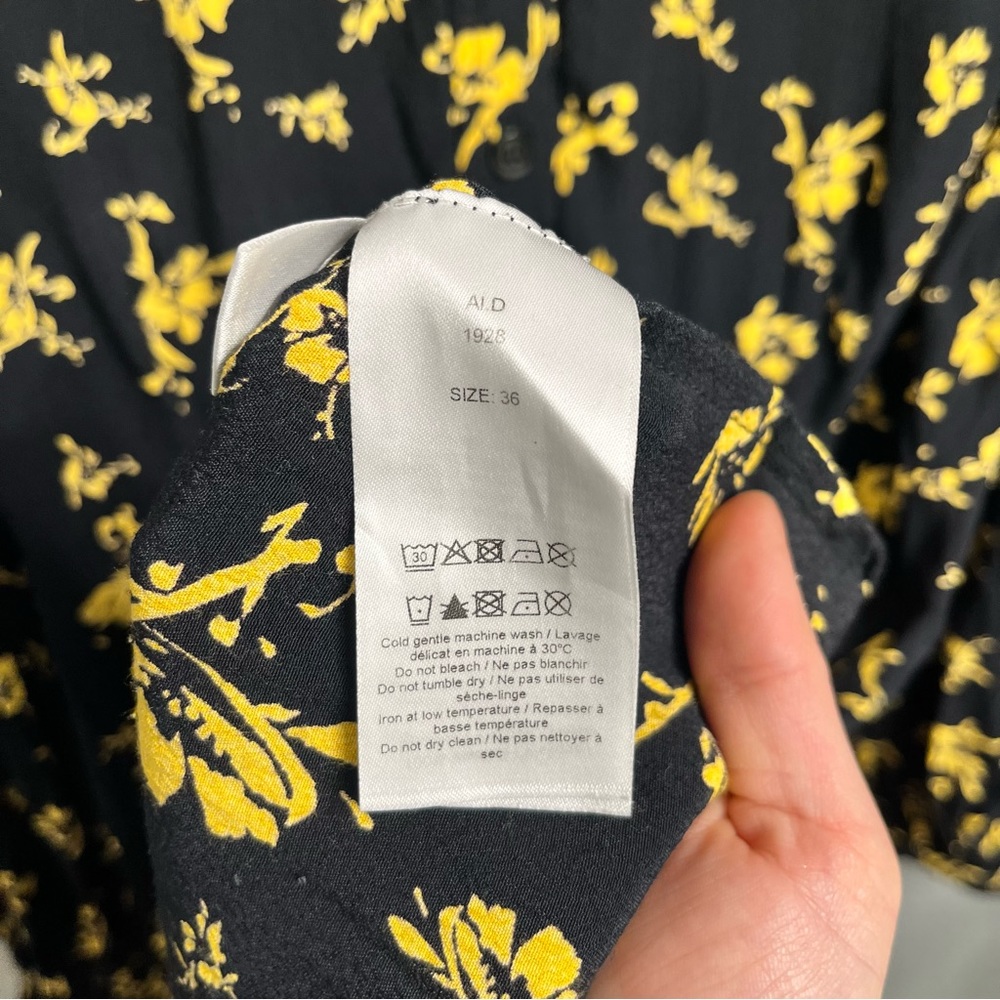 Ganni Floral Print Crepe Long Sleeve Dress - Picture 6 of 10